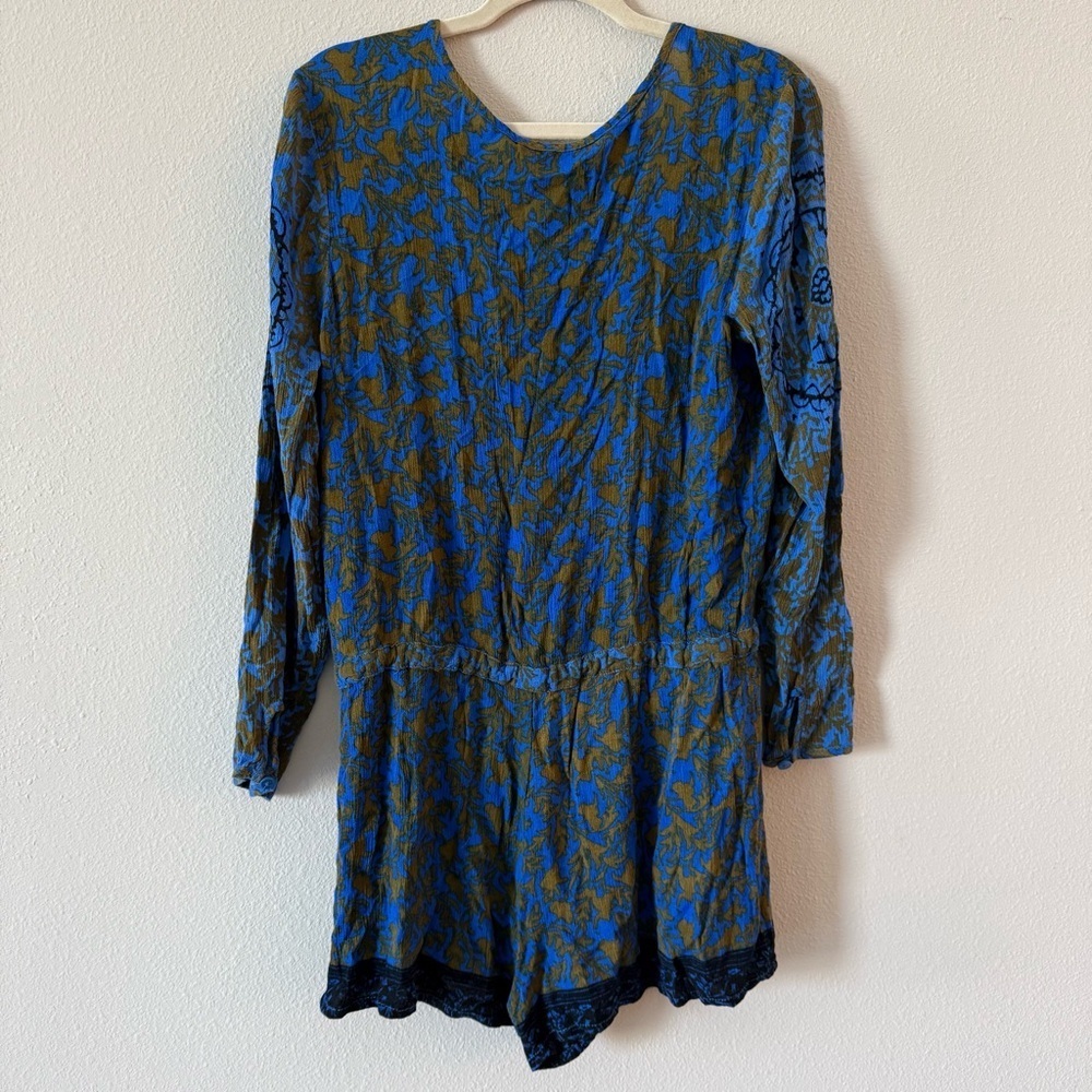 Free People Blue and Gold Resort Romper Medium - Picture 7 of 8